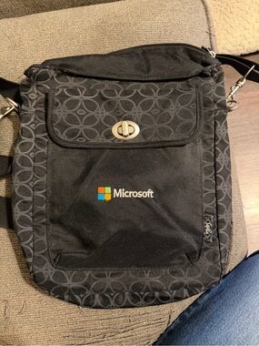 Microsoft Black Crossbody Pouch with Multicolor Logo